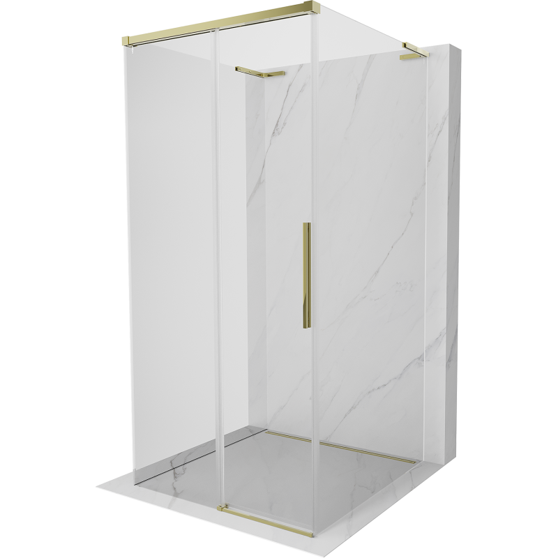 Mexen Rox-3S L 3-stenová posuvná sprchová kabína 90 x 90 cm, transparentná, zlatá - 8C2L-090-090-50-00-3S