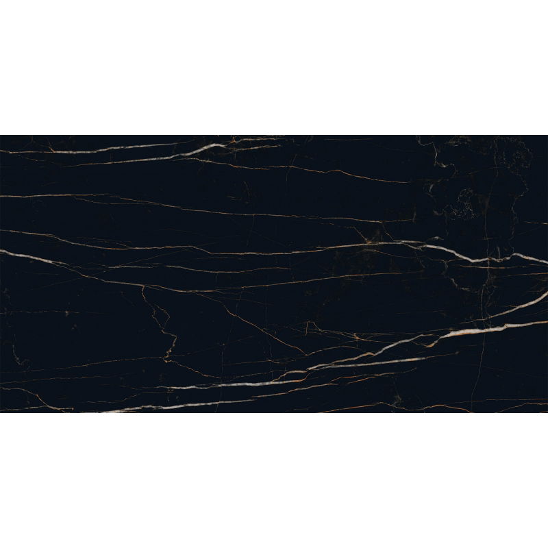 Mexen Flamingo Čierna vzorka glazovaného gresu rekt. G1, podlahová a stenová dlaždica 120 x 60 cm, vysoký lesk - TL215-00-S