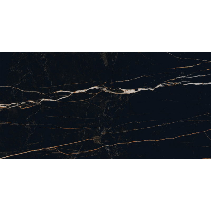 Mexen Flamingo Čierna vzorka glazovanej rektifikovanej gresovej dlaždice G1, podlahová a stenová dlaždica, vysoký lesk