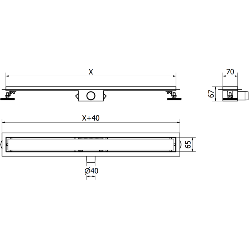 Mexen Flat telo pre lineárny odtok 80 cm, inox - 1015080