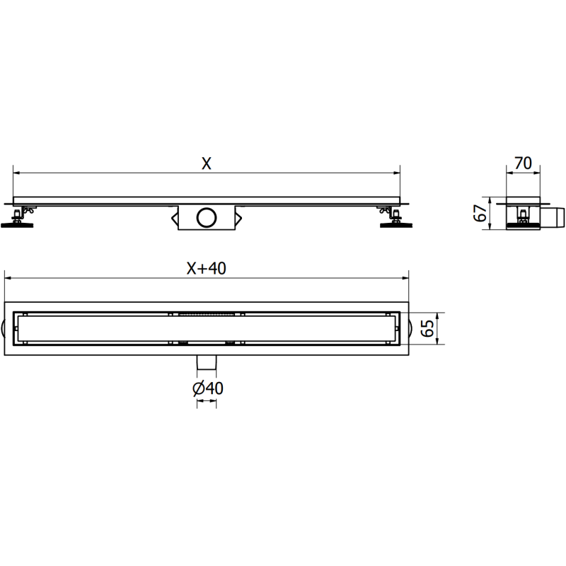 Mexen Flat M13 lineárny odtok 2v1 70 cm, zlatý - 1510070-15