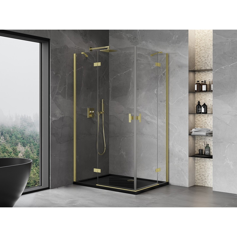 Mexen Mist-H Duo sprchová kabína s otváraním doľava 110 x 90 cm, transparentná, zlatá brúsená - 8A5-110L-090P-55-00