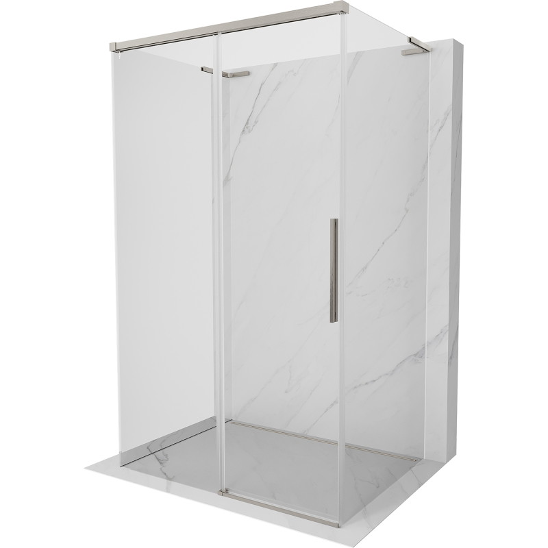 Mexen Rox-3S L trojstenná sprchová kabína s posuvnými dverami 130 x 95 cm, transparentná, brúsený nikel