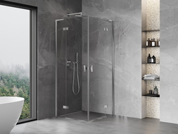 Mexen Mist H L Duo výklopná sprchová kabína 75 x 75 cm, priehľadná, chróm - 8A5L-075L-075P-01-00