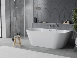 Mexen Oválne Slim samostatne stojaca vaňa k stene 170 x 80 cm, biela, prepad chróm - 52661708000-01