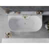 Mexen Oval Slim voľne stojaca stena 170 x 80 cm, biela, prepad matná zlatá - 52661708000-55