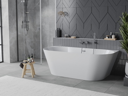 Mexen Oval Slim voľne stojaca pri stene 170 x 80 cm, biela, preliv gun gray brúsený - 52661708000-66