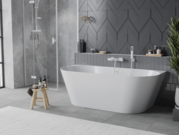 Mexen Oval Slim voľne stojaca pri stene 170 x 80 cm, biela, prepad biely - 52661708000-20