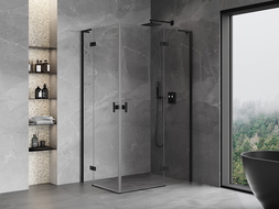 Mexen Mist-H L Duo sprchová kabína s otváraním 90 x 120 cm, transparentná, čierna - 8A5L-090L-120P-70-00