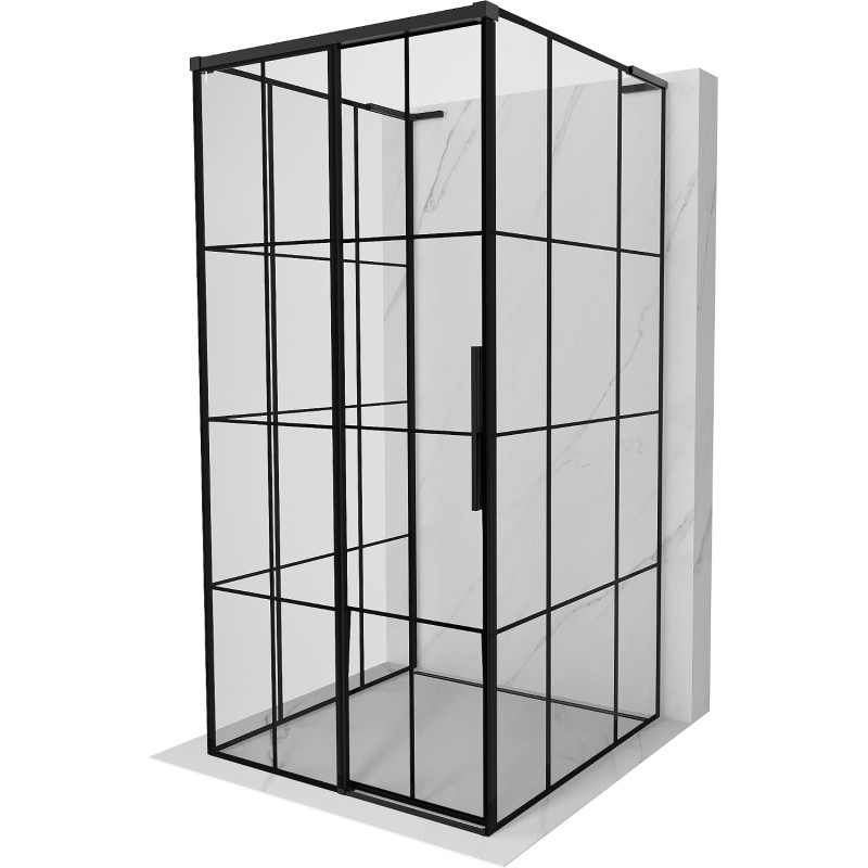 Mexen Rox-3S L sprchovací kút 3-stenový posuvný ľavý 90 x 90 cm, čierna mriežka, čierny - 8C2L-090-090-70-77-3S-L