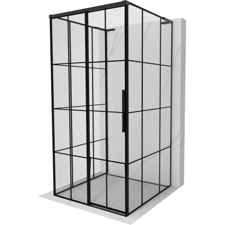 Mexen Rox-3S L sprchovací kút 3-stenový posuvný ľavý 90 x 90 cm, čierna mriežka, čierny - 8C2L-090-090-70-77-3S-L
