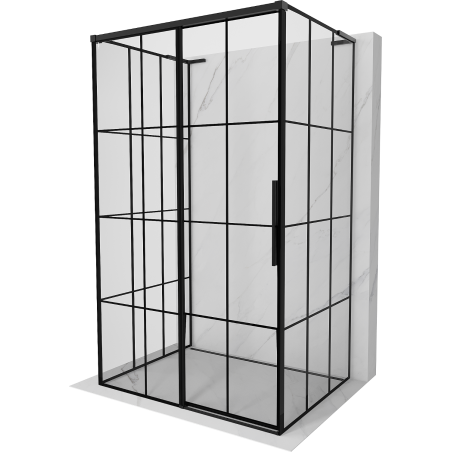 Mexen Rox-3S L 3-stenná ľavá posuvná sprchová kabína 105 x 100 cm, čierna mriežka, čierna - 8C2L-105-100-70-77-3S-L