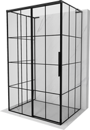Mexen Rox-3S L sprchová kabína 3-stenová posuvná ľavá 145 x 110 cm, čierna mriežka, čierna - 8C2L-145-110-70-77-3S-L