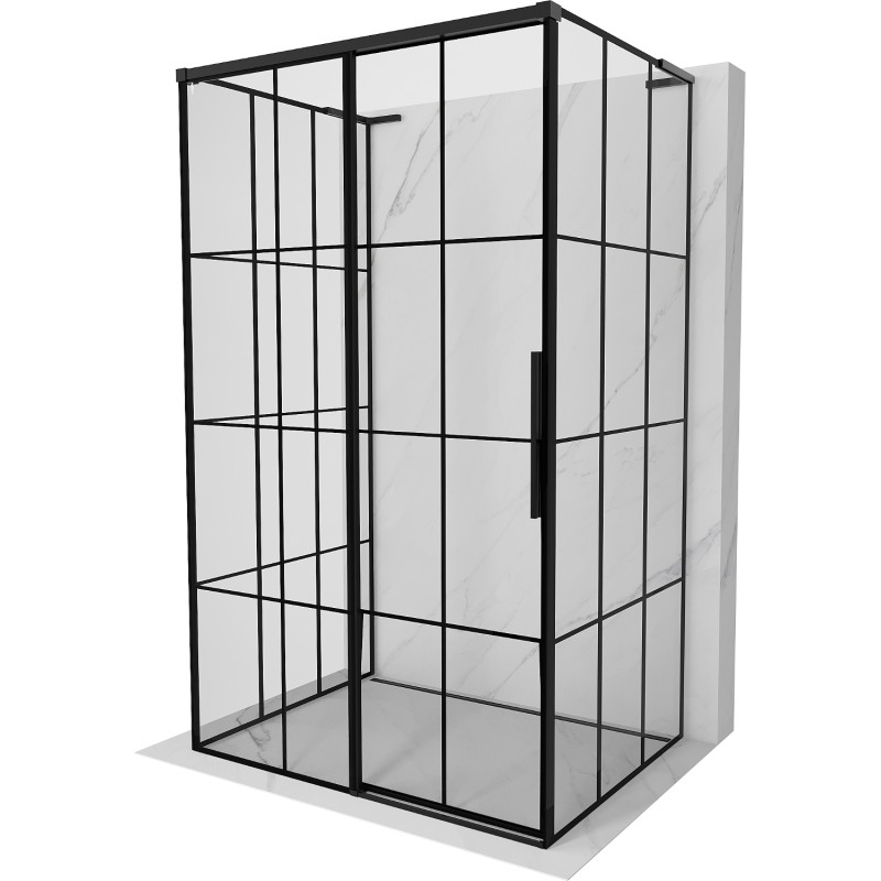 Mexen Rox-3S L sprchovací kút, trojstranný, posuvný, ľavý, 115 x 120 cm, čierna mriežka, čierny