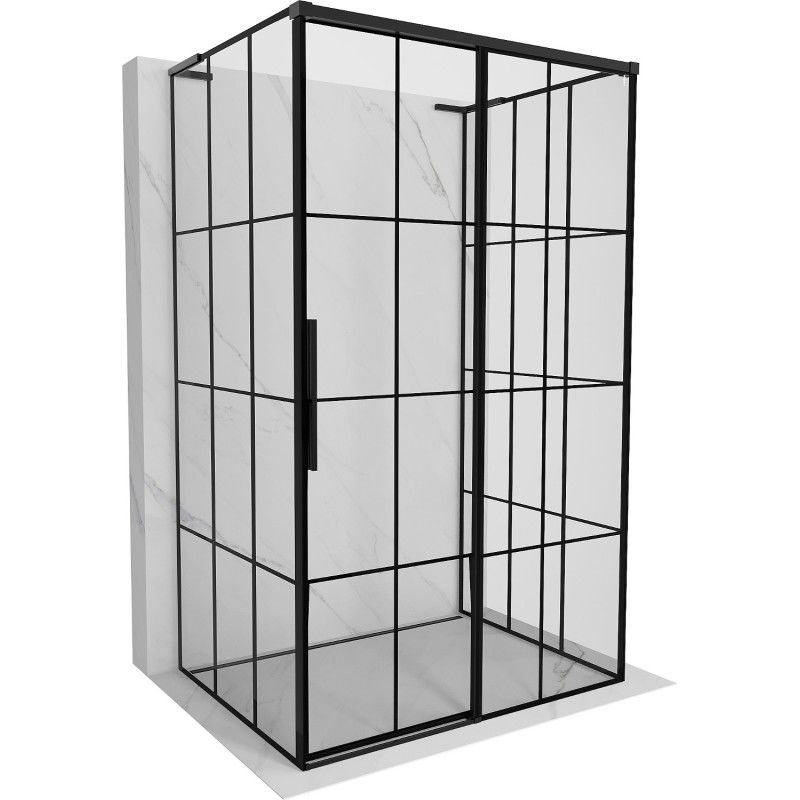 Mexen Rox-3S L sprchový kút trojstenný posuvný pravý 115 x 90 cm, čierna mriežka, čierna - 8C2L-115-090-70-77-3S-P