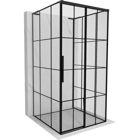 Mexen Rox-3S L 3-stenová sprchová kabína posuvná pravá 100 x 100 cm, čierna mriežka, čierna - 8C2L-100-100-70-77-3S-P