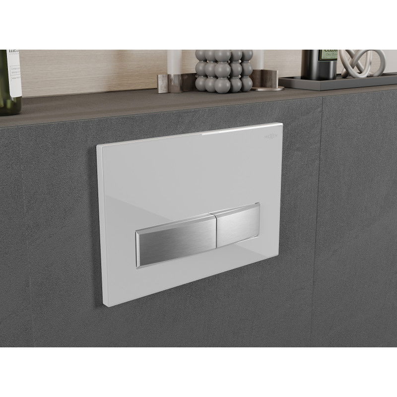 Mexen Fenix 09 splachovacie tlačidlo, biele/chróm lesklý - 600992