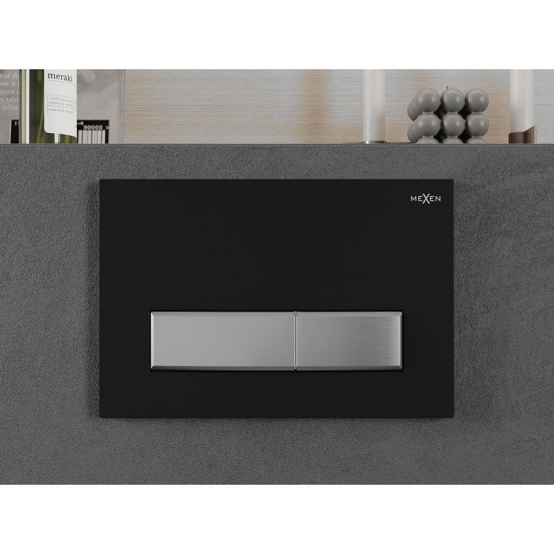Mexen Fenix 09 splachovacie tlačidlo, čierne/matný chróm - 600997