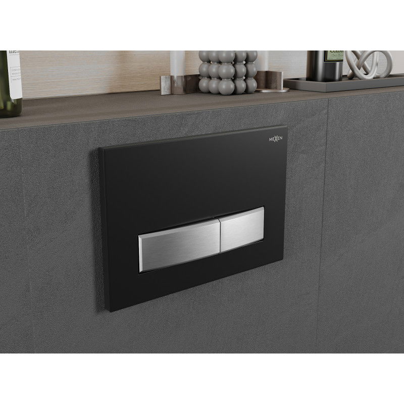 Mexen Fenix 09 splachovacie tlačidlo, čierne/matný chróm - 600997