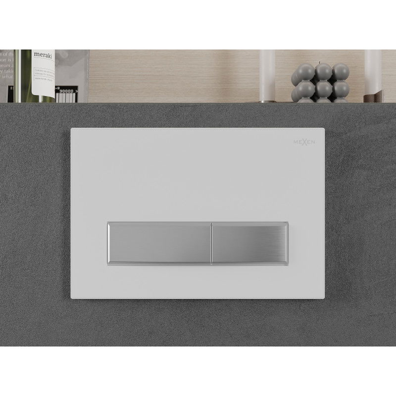 Mexen Fenix 09 splachovacie tlačidlo, biela/matný chróm - 600929