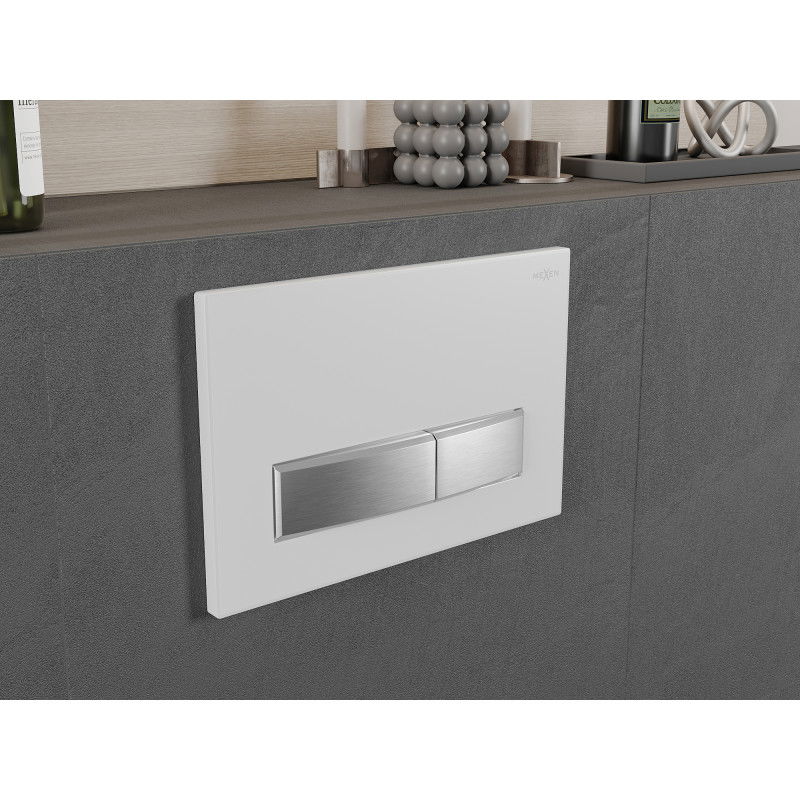 Mexen Fenix 09 splachovacie tlačidlo, biela/matný chróm - 600929