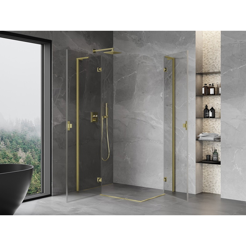 Mexen Mist-H L Duo sprchová kabína otočná ľavá 115 x 105 cm, transparentná, zlatá brúsená - 8A5L-115L-105P-55-00