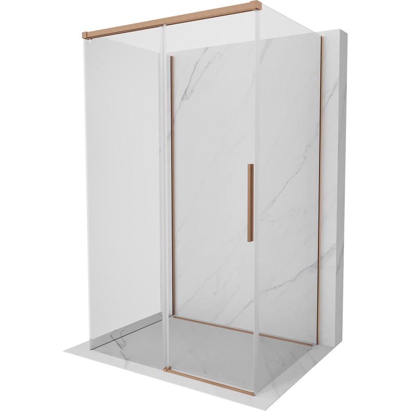 Mexen Rox-3S sprchová kabína 3-stenná posuvná 135 x 75 cm, transparentná, brúsená meď - 8C2-135-075-65-00-3S