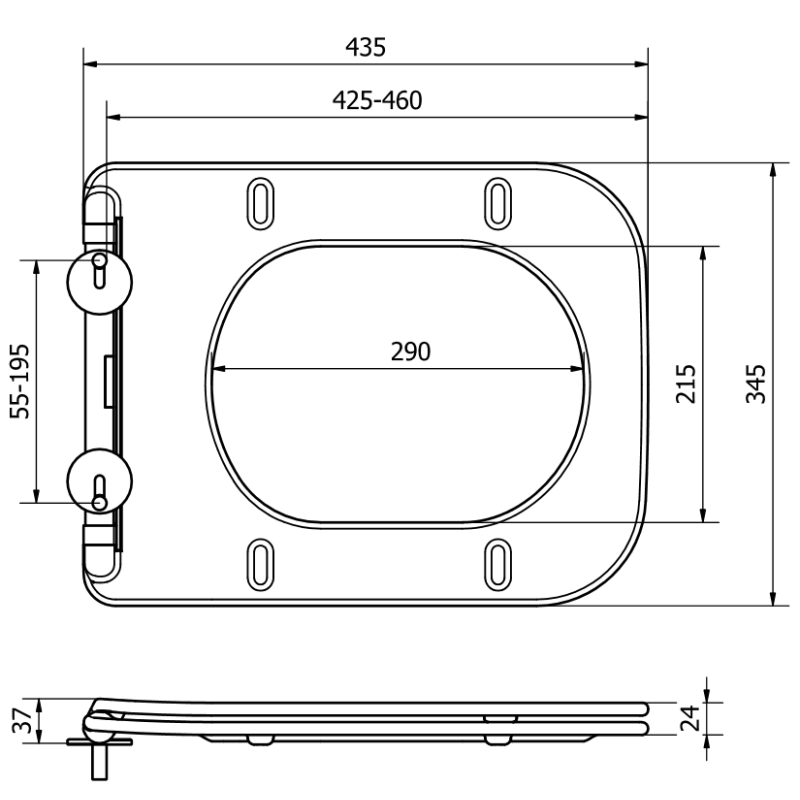 Mexen doska s pomalým padaním slim, duroplast, biela lesklá - 39090100