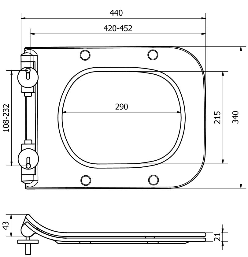 Mexen pomaly klesajúca doska slim, duroplast, biela - 39080100