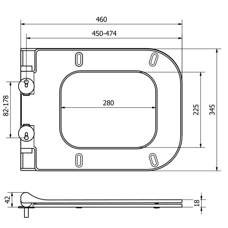 Mexen doska s pomalým sklápaním slim, duroplast, biely lesk - 39070100