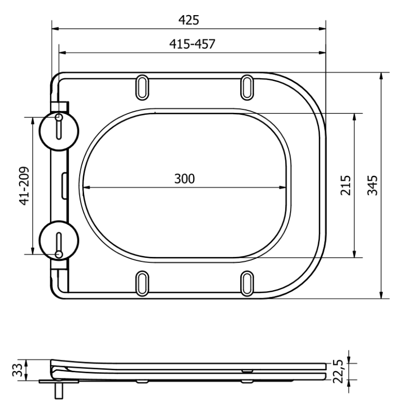 Mexen pomaly klesajúca doska slim, duroplast, biela - 39060100