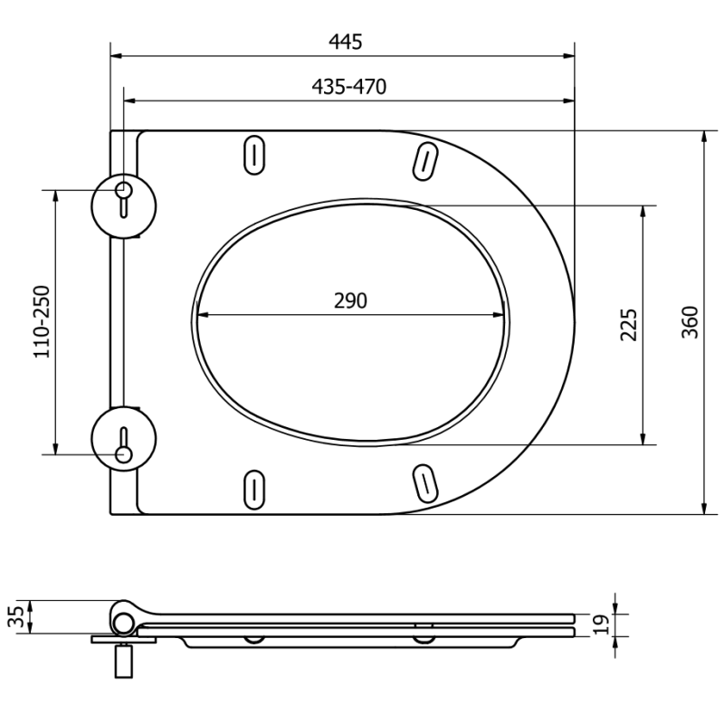 Mexen doska pomaly uzatvárajúca slim, duroplast, biela lesk - 39050100