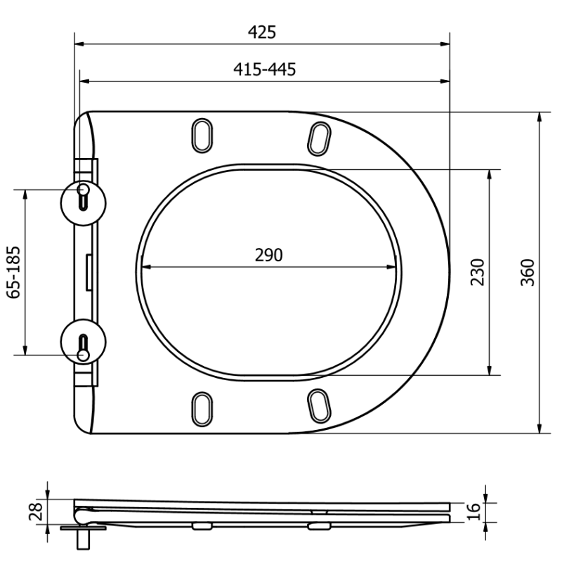 Mexen doska s pomalým spúšťaním slim, duroplast, biela lesklá - 39030100