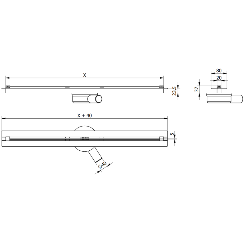 Mexen Flat 360° Slim Plochý 360° Super Slim otočný lineárny odtok 130 cm, čierny - 1751130