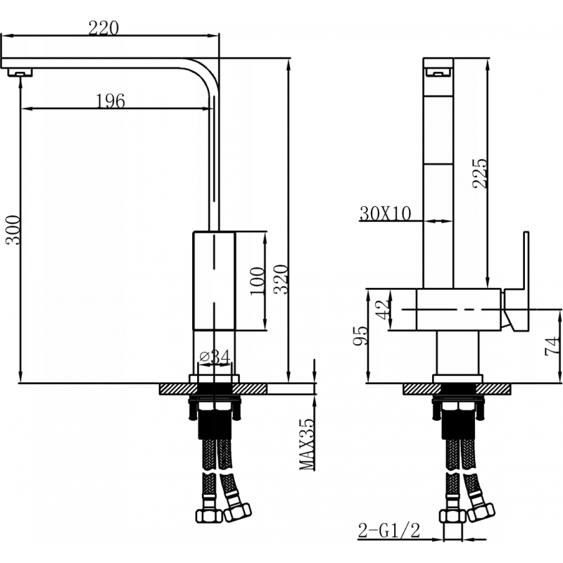 Mexen Liv kuchynská batéria, nerez - 672100-99