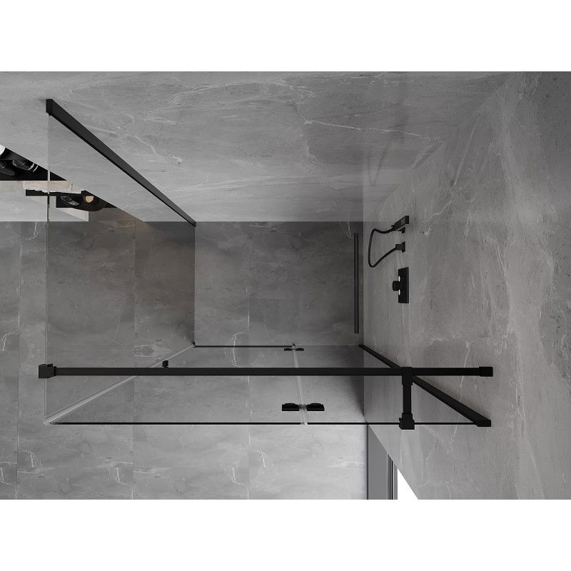 Mexen Mist-H T right-swing shower cabin 85 x 90 cm, transparent, black - 8A5T-085-090-70-00-P