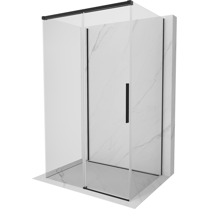 Mexen Rox-3S 3-stenná sprchová kabína 140 x 85 cm, priehľadná, čierna - 8C2-140-085-70-00-3S