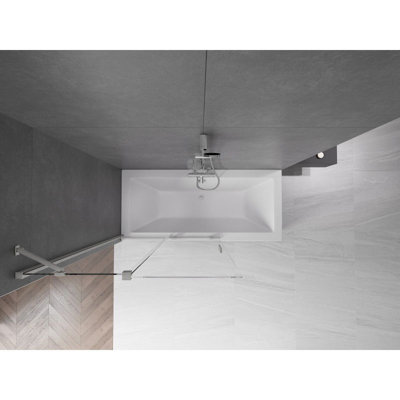 Mexen Velar vaňová zástena 2-krídlová posuvná 110 x 150 cm, transparentná, brúsený nikel - 896-110-000-01-97