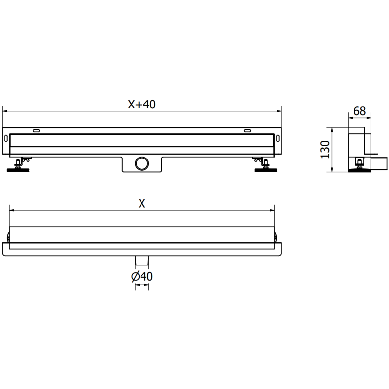 Mexen Flat Wall lineárny stenový odtok 2v1 70 cm, inox - 1030070