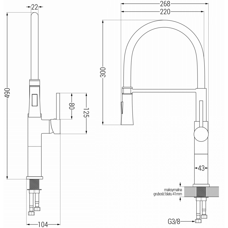 Mexen Dina kuchynská batéria, čierna - 672701-70