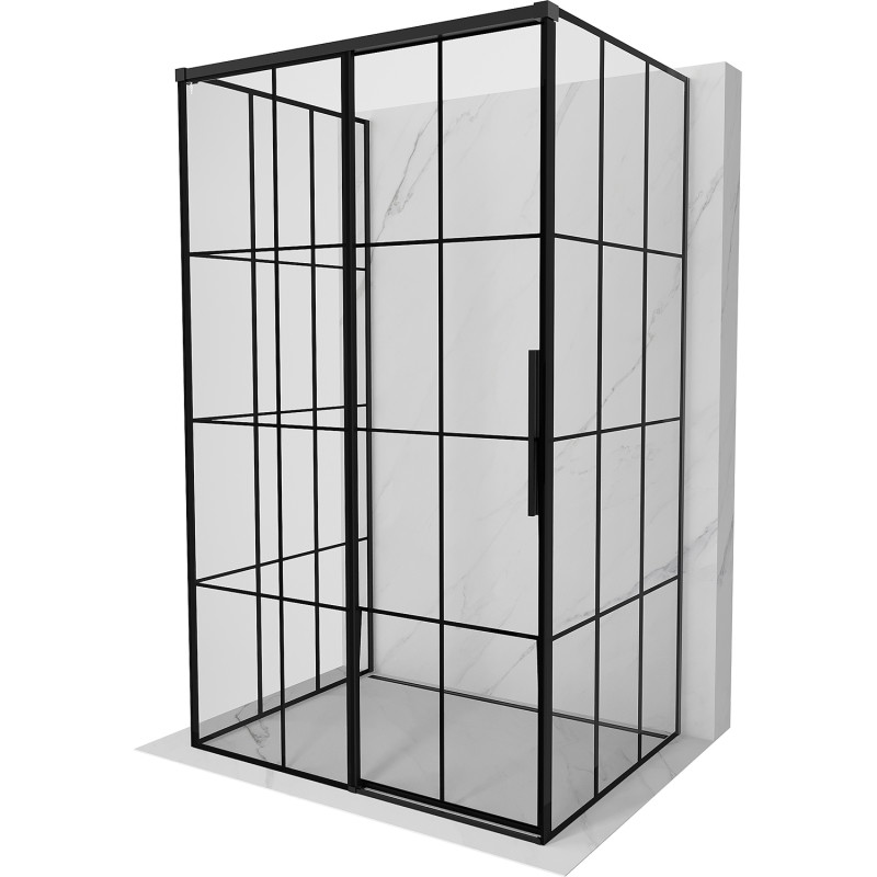 Mexen Rox-3S sprchový kút 3-stenný posuvný ľavý 95 x 85 cm, čierna mriežka, čierny - 8C2-095-085-70-77-3S-L