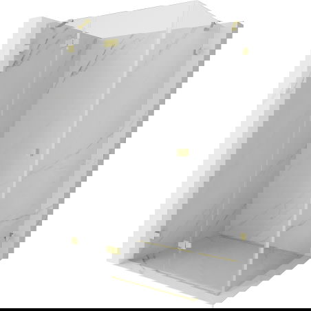 Mexen Lunar ľavá výklopná sprchová kabína 70 x 90 cm, transparentná, zlatá kartáčovaná - 834-070-090-55-00-L