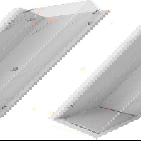 Mexen Lunar sprchový kút otočný ľavý 75 x 90 cm, priehľadný, brúsená meď - 834-075-090-65-00-L