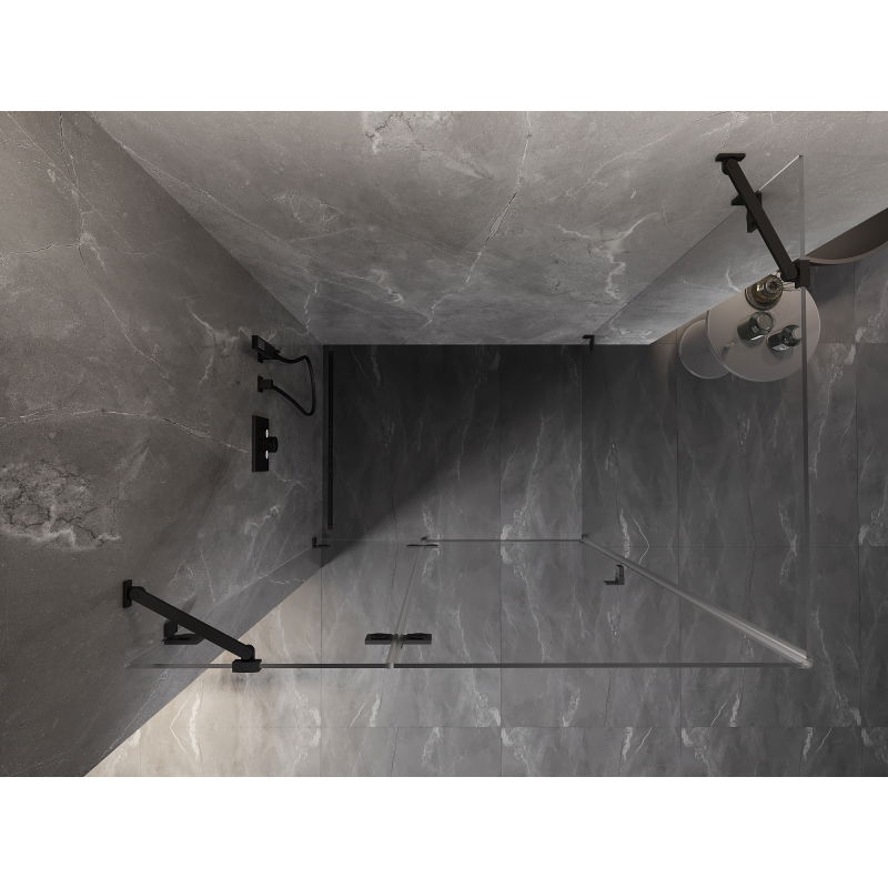 Mexen Lunar sprchový kút výklopný ľavý 70 x 90 cm, transparentný, čierny - 834-070-090-70-00-L