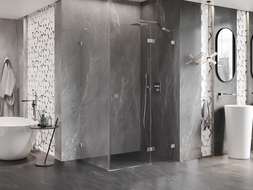 Mexen Lunar sprchový kút s pravými otváracími dvermi 85 x 90 cm, transparentný, chróm - 834-085-090-01-00-P