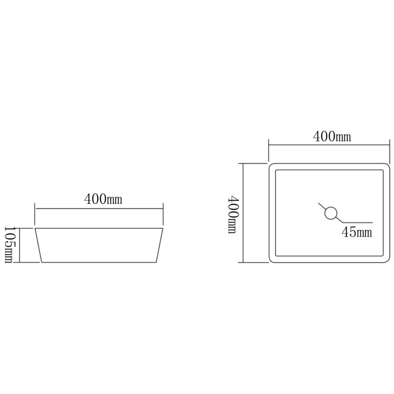 Mexen Mika sklenené umývadlo na dosku 40 x 40 cm, priehľadné - 24104000