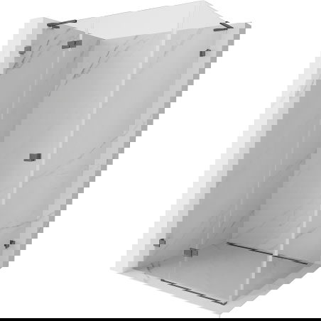 Mexen Lunar L sprchovací kút sklopný ľavý 75 x 80 cm, priehľadný, brúsená sivá - 834L-075-080-66-00-L