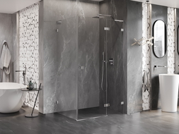 Mexen Lunar L sprchovací kút sklopný pravý 80 x 90 cm, transparentný, chróm - 834L-080-090-01-00-P