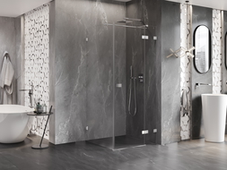 Mexen Lunar T sprchovací kút s výklopnými dvierkami vpravo 70 x 70 cm, transparentný, chróm - 834T-070-070-01-00-P