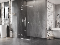 Mexen Lunar T sprchovací kút otvárateľný ľavý 80 x 80 cm, transparentný, biely - 834T-080-080-20-00-L